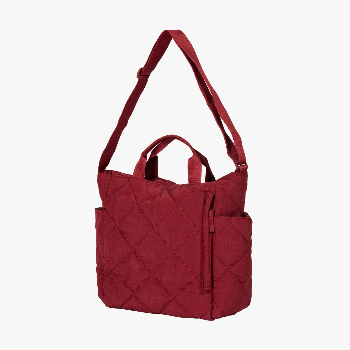 Quilted Tote Bag with Adjustable Shoulder Strap and Side Pockets