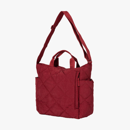 Quilted Tote Bag with Adjustable Shoulder Strap and Side Pockets