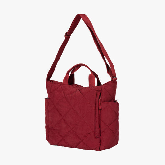Quilted Tote Bag with Adjustable Shoulder Strap and Side Pockets
