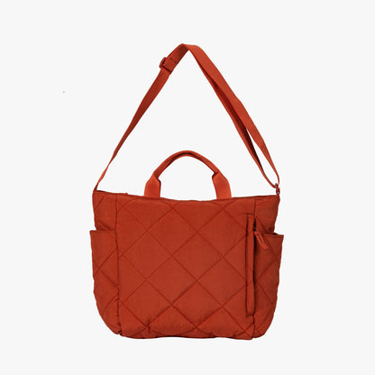 Quilted Tote Bag with Adjustable Shoulder Strap and Side Pockets