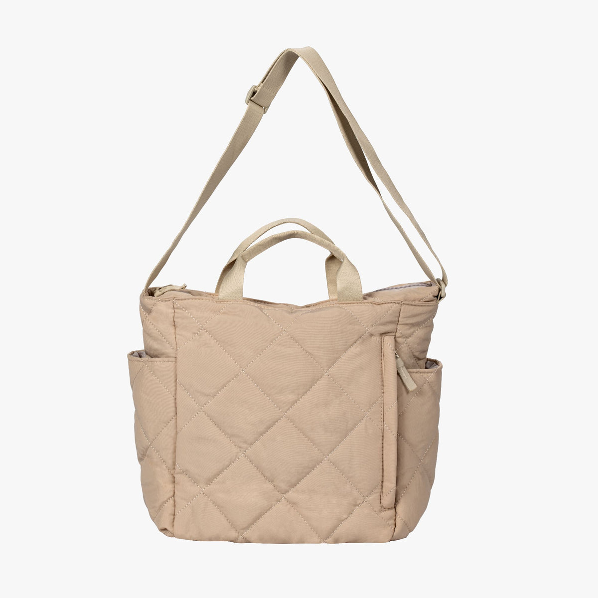 Quilted Tote Bag with Adjustable Shoulder Strap and Side Pockets