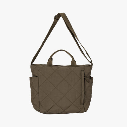 Quilted Tote Bag with Adjustable Shoulder Strap and Side Pockets