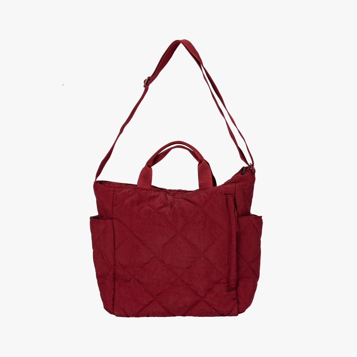 Quilted Tote Bag with Adjustable Shoulder Strap and Side Pockets