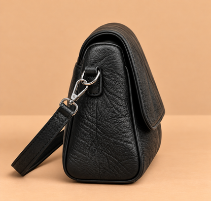 Relaxed Leather Crossbody Bag with Flap Closure