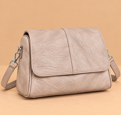 Relaxed Leather Crossbody Bag with Flap Closure