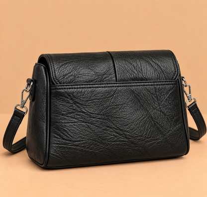 Relaxed Leather Crossbody Bag with Flap Closure