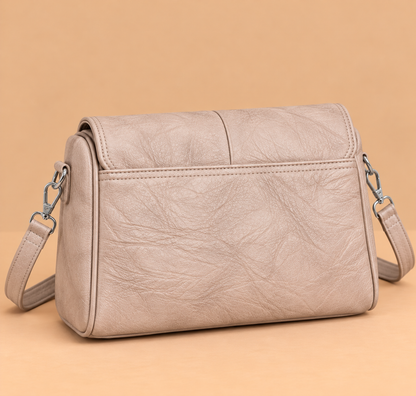 Relaxed Leather Crossbody Bag with Flap Closure