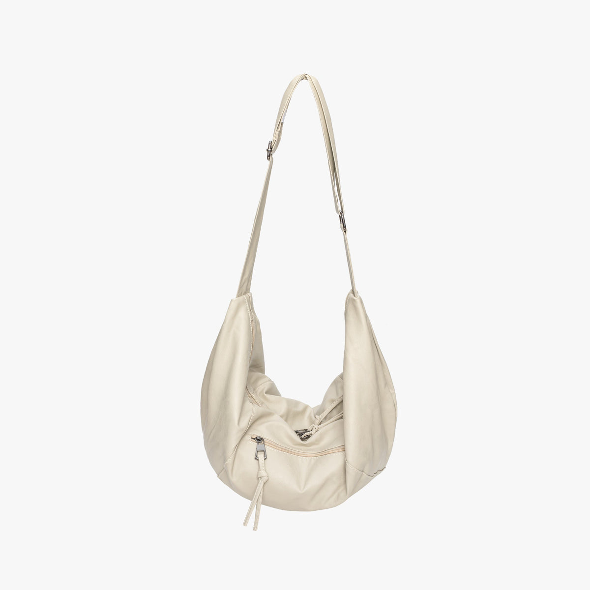 Relaxed Leather Shoulder Bag with Adjustable Strap