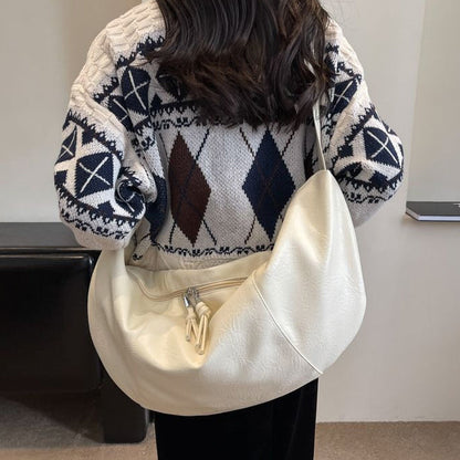 Relaxed Leather Shoulder Bag with Adjustable Strap