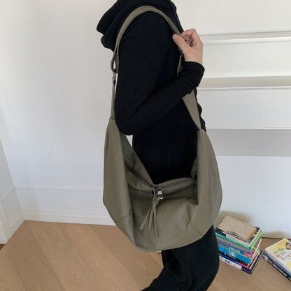 Relaxed Leather Shoulder Bag with Adjustable Strap