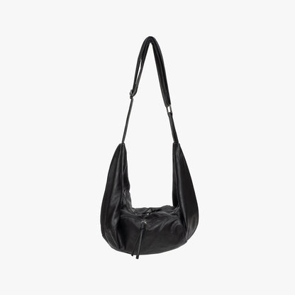 Relaxed Leather Shoulder Bag with Adjustable Strap