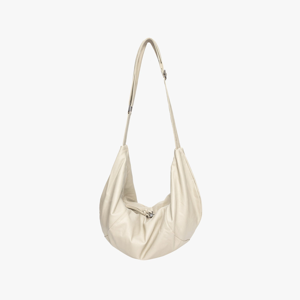 Relaxed Leather Shoulder Bag with Adjustable Strap