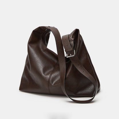 Relaxed Leather Shoulder Bag with Crescent Silhouette