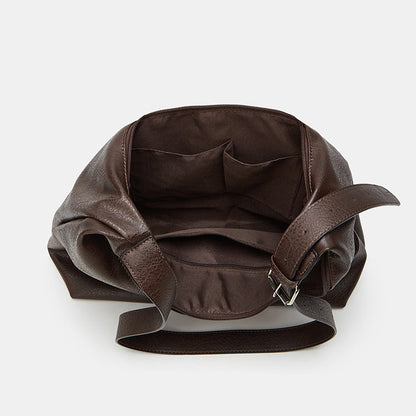 Relaxed Leather Shoulder Bag with Crescent Silhouette