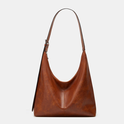 Relaxed Leather Shoulder Bag with Crescent Silhouette