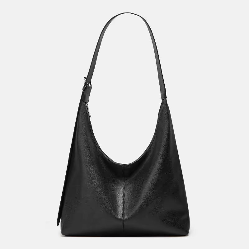 Relaxed Leather Shoulder Bag with Crescent Silhouette