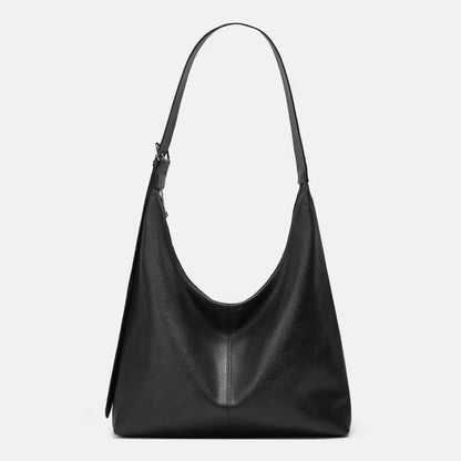 Relaxed Leather Shoulder Bag with Crescent Silhouette