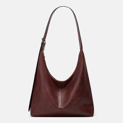 Relaxed Leather Shoulder Bag with Crescent Silhouette