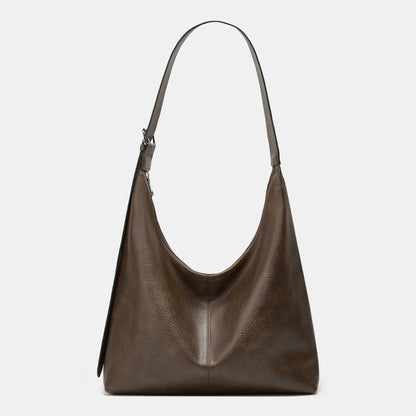 Relaxed Leather Shoulder Bag with Crescent Silhouette