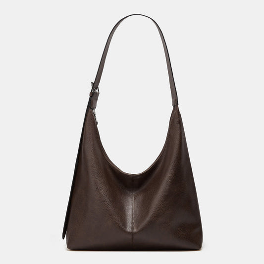 Relaxed Leather Shoulder Bag with Crescent Silhouette