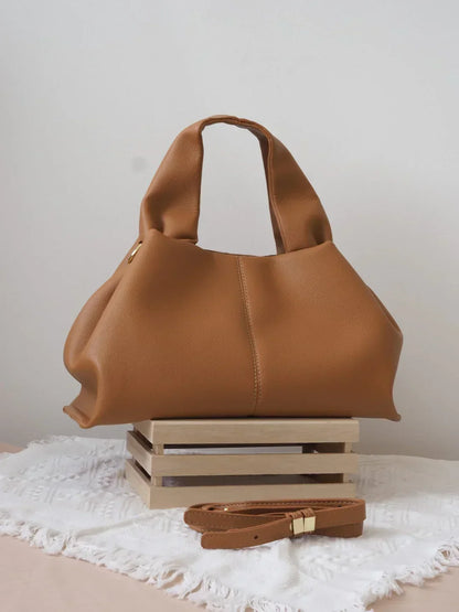 Relaxed Leather Shoulder Bag with Detachable Strap