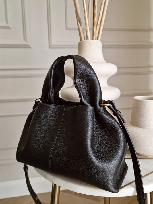 Relaxed Leather Shoulder Bag with Detachable Strap