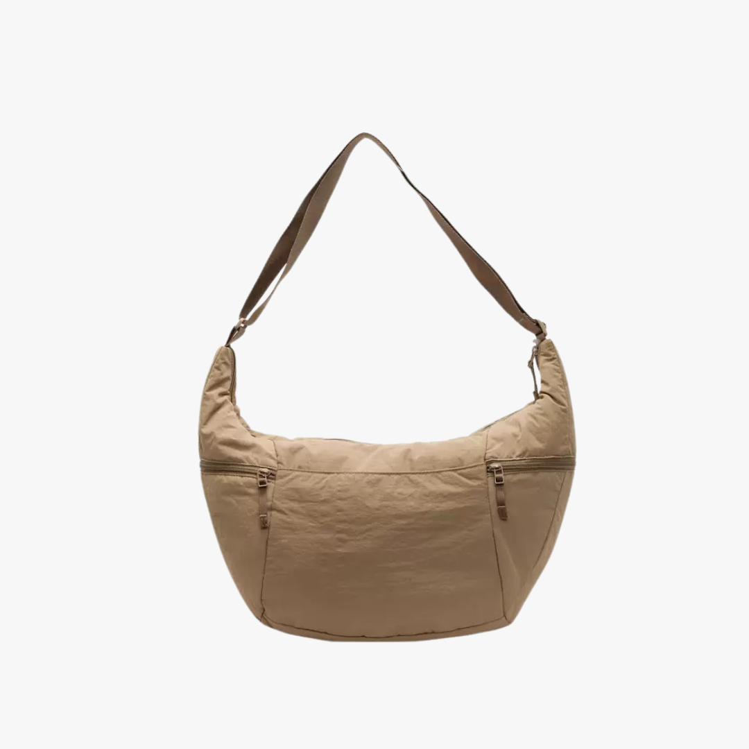 Relaxed Puffer Shoulder Bag with Adjustable Strap and Zip Pockets
