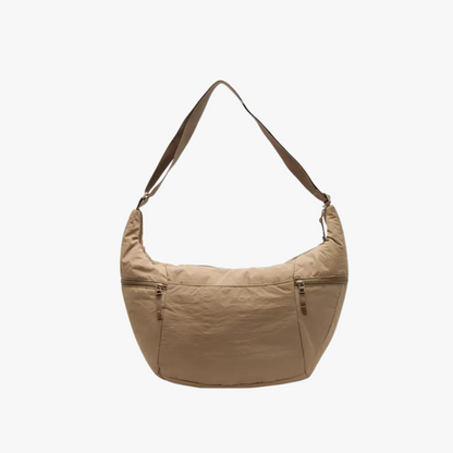 Relaxed Puffer Shoulder Bag with Adjustable Strap and Zip Pockets