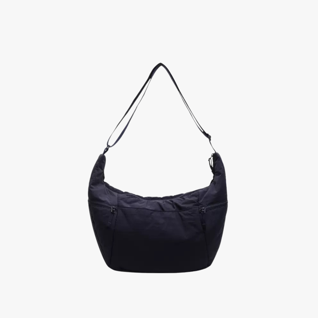Relaxed Puffer Shoulder Bag with Adjustable Strap and Zip Pockets