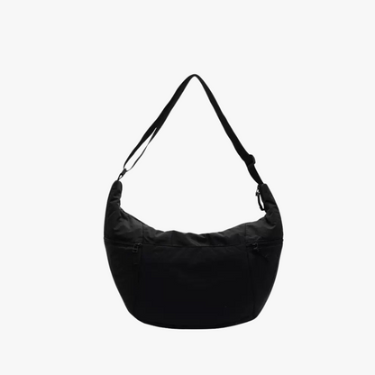 Relaxed Puffer Shoulder Bag with Adjustable Strap and Zip Pockets
