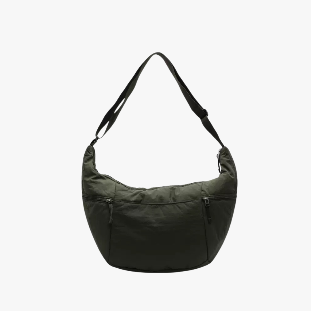 Relaxed Puffer Shoulder Bag with Adjustable Strap and Zip Pockets