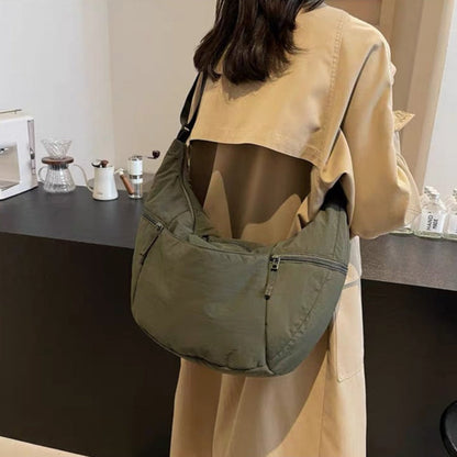 Relaxed Puffer Shoulder Bag with Adjustable Strap and Zip Pockets