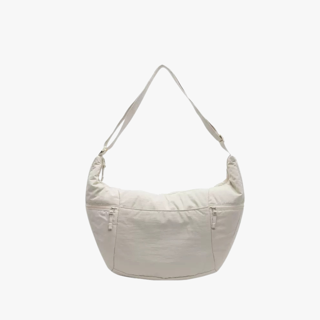 Relaxed Puffer Shoulder Bag with Adjustable Strap and Zip Pockets