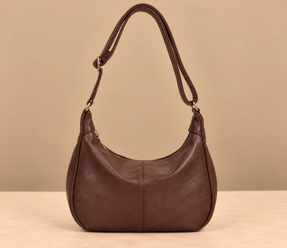 Retro Leather Shoulder Bag with Adjustable Crossbody Strap