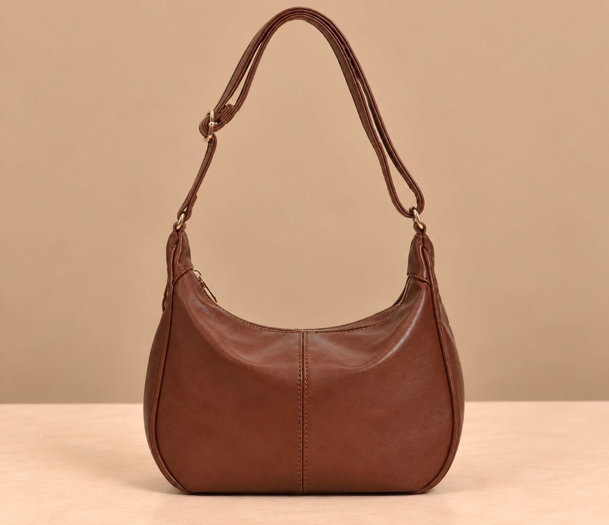 Retro Leather Shoulder Bag with Adjustable Crossbody Strap