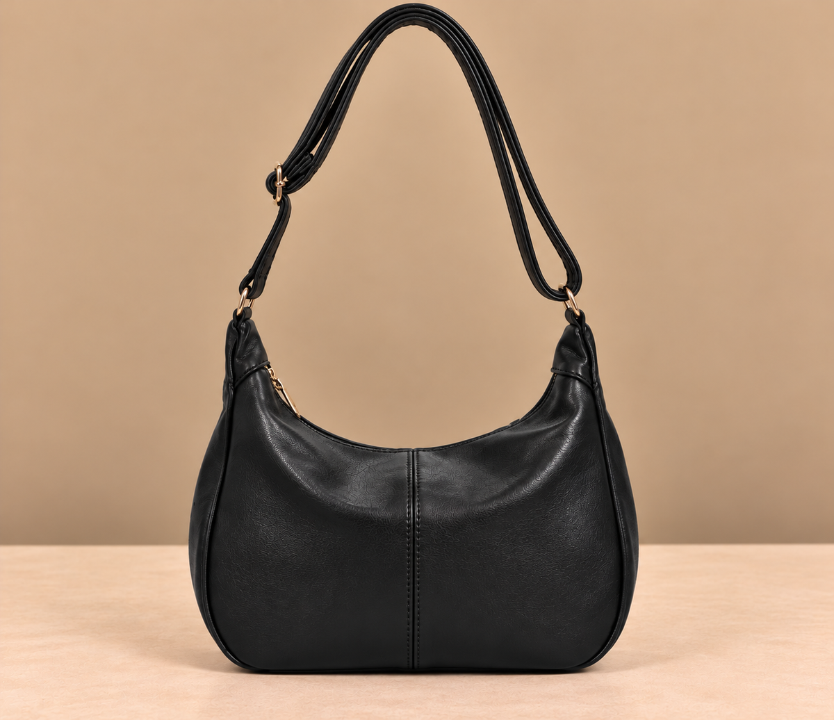 Retro Leather Shoulder Bag with Adjustable Crossbody Strap