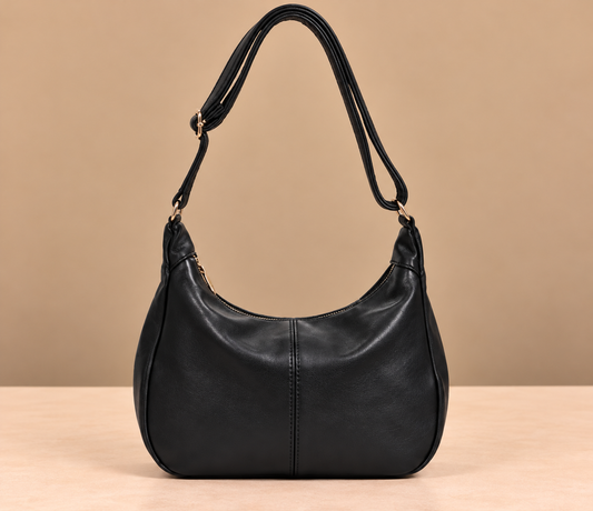 Retro Leather Shoulder Bag with Adjustable Crossbody Strap