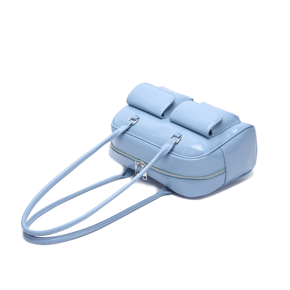 Retro Leather Shoulder Bag with Double Front Pockets