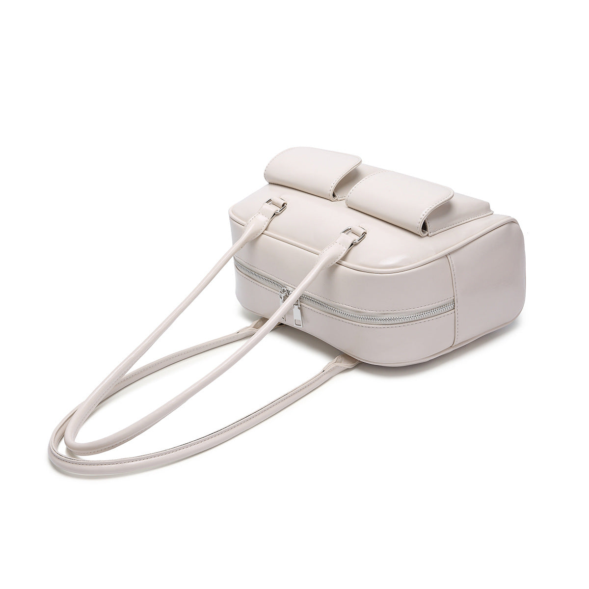 Retro Leather Shoulder Bag with Double Front Pockets