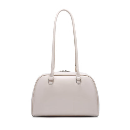Retro Leather Shoulder Bag with Double Front Pockets