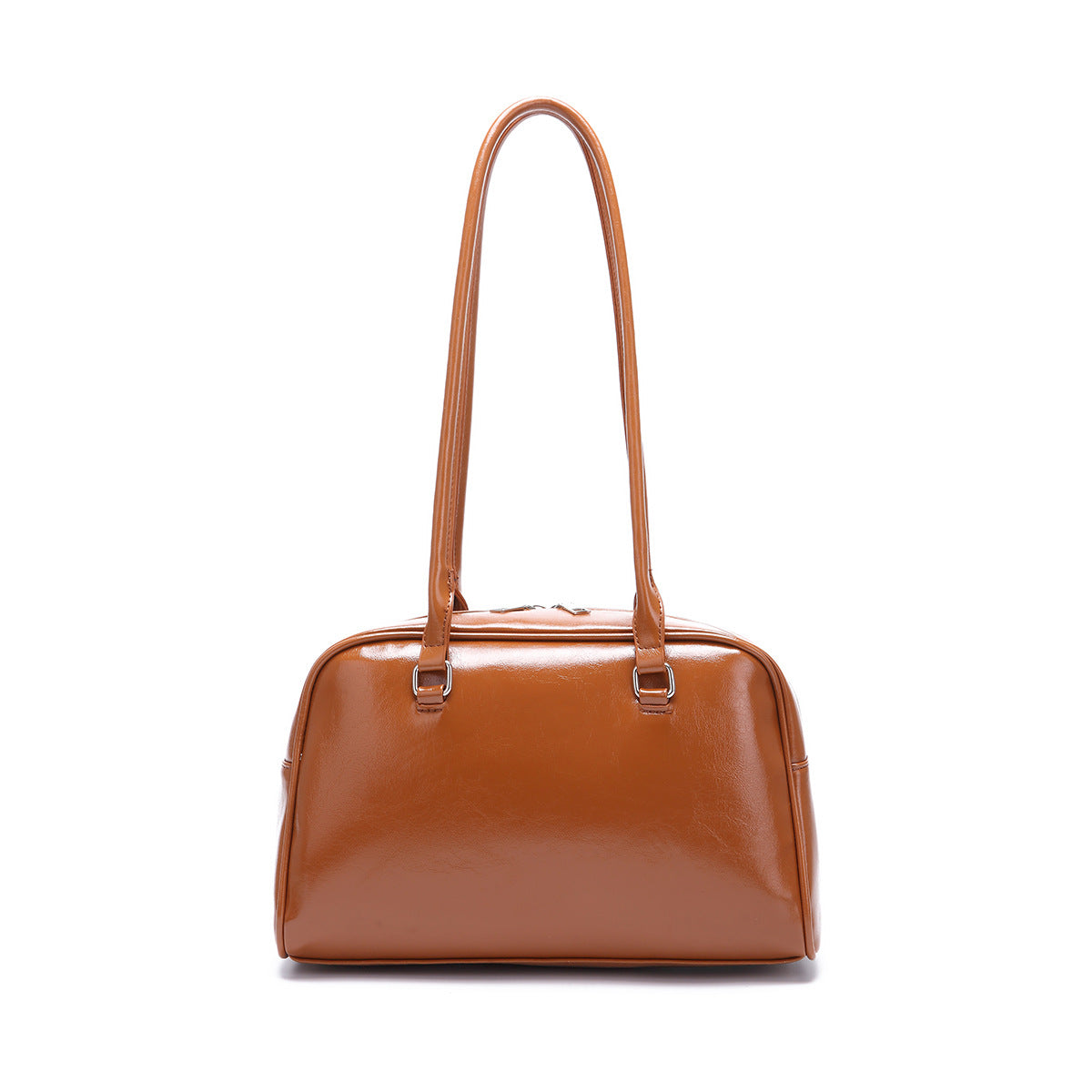 Retro Leather Shoulder Bag with Double Front Pockets