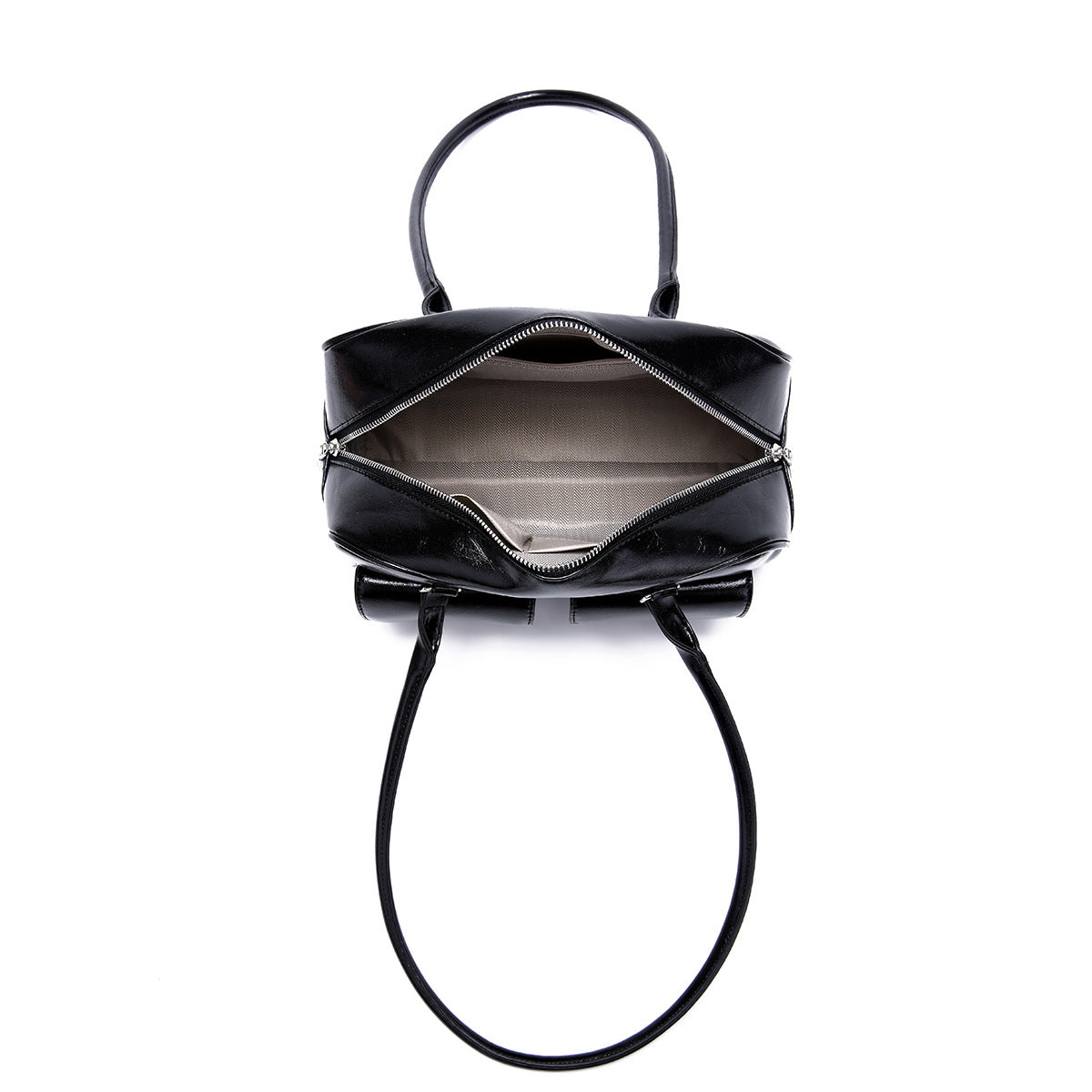 Retro Leather Shoulder Bag with Double Front Pockets