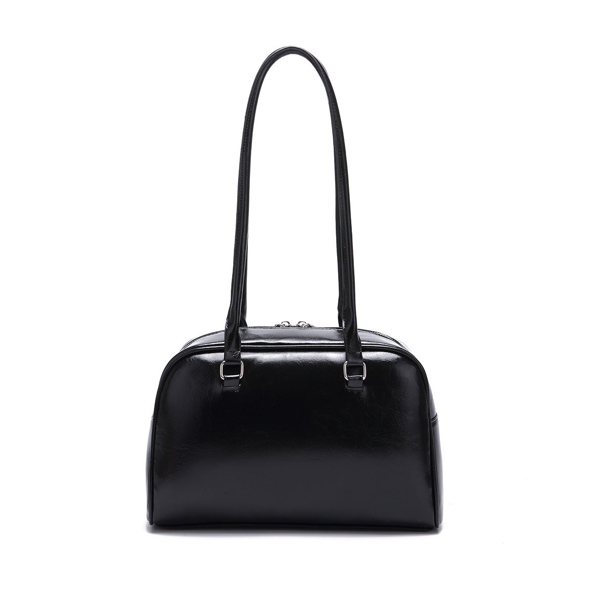 Retro Leather Shoulder Bag with Double Front Pockets