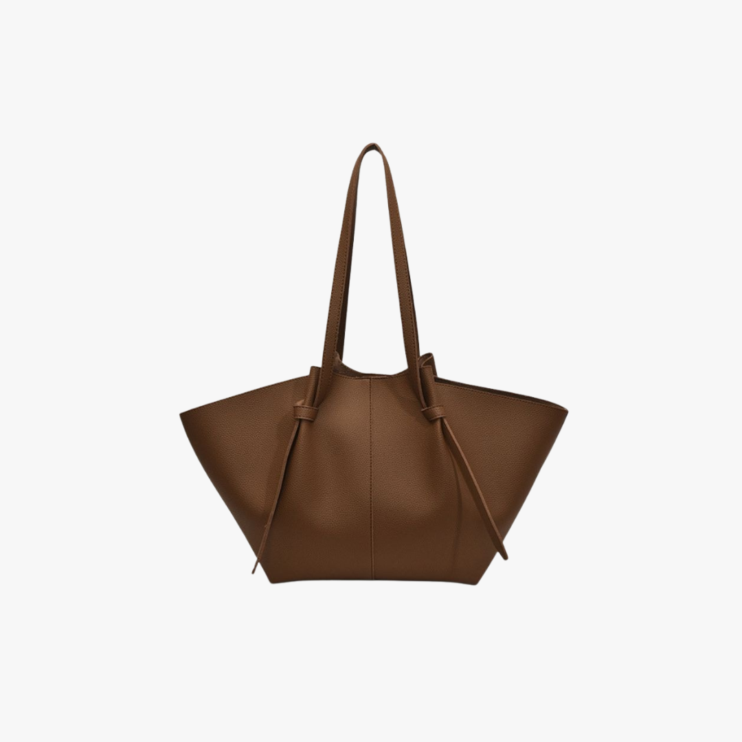 Sleek Leather Tote Bag with Knot Strap Detail