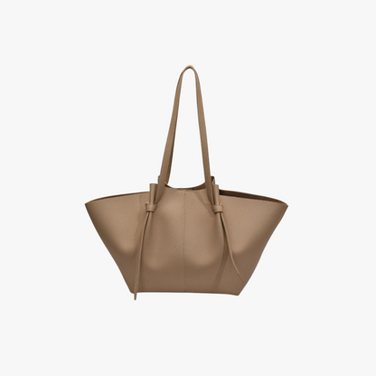 Sleek Leather Tote Bag with Knot Strap Detail