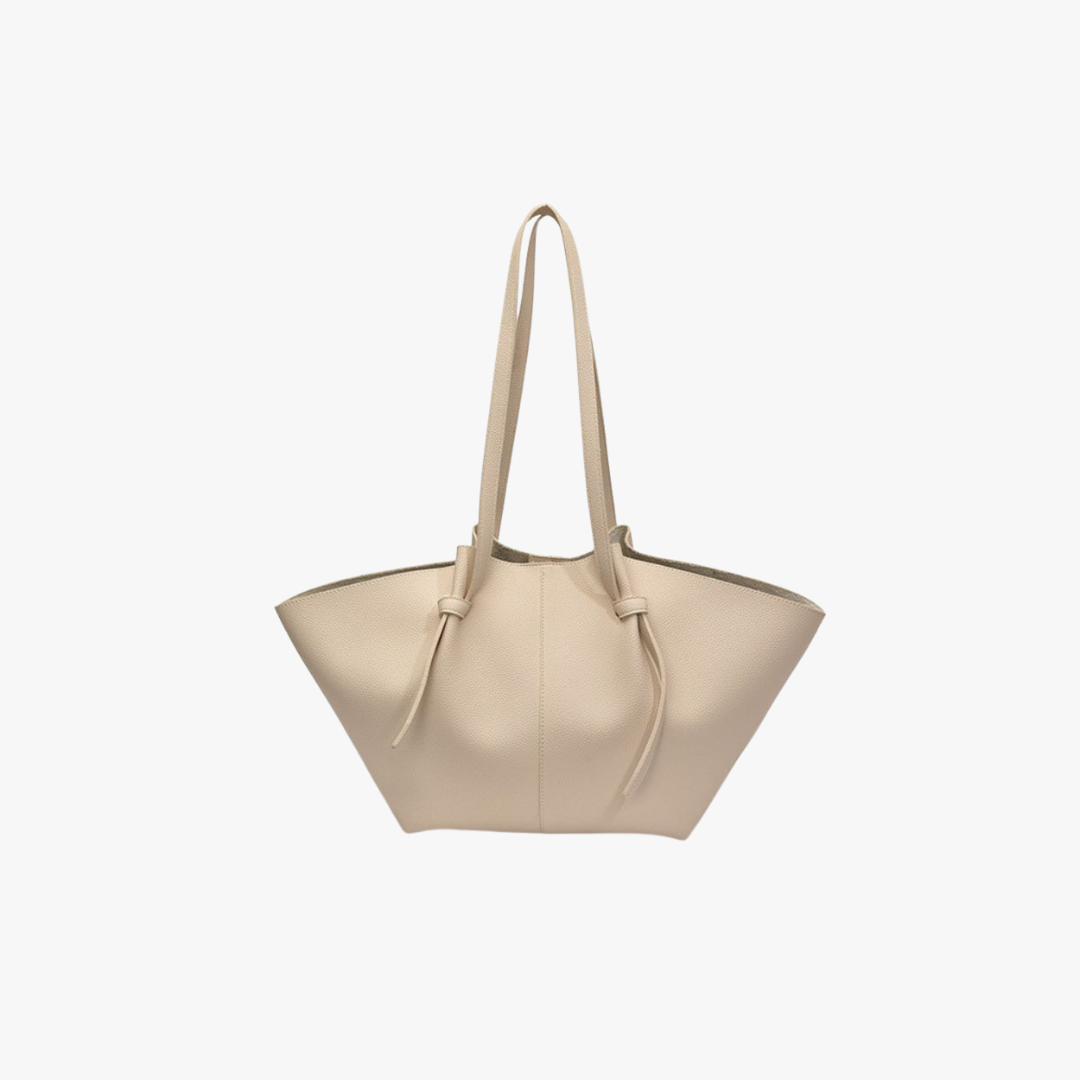 Sleek Leather Tote Bag with Knot Strap Detail