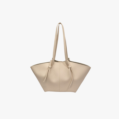 Sleek Leather Tote Bag with Knot Strap Detail