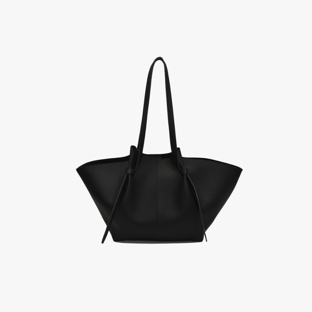 Sleek Leather Tote Bag with Knot Strap Detail
