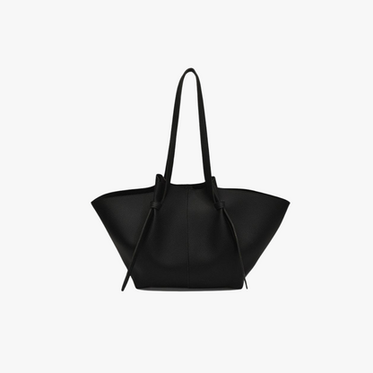 Sleek Leather Tote Bag with Knot Strap Detail