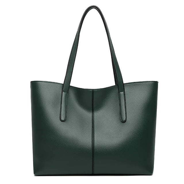 Sleek Leather Tote Bag with Zip Interior Pocket